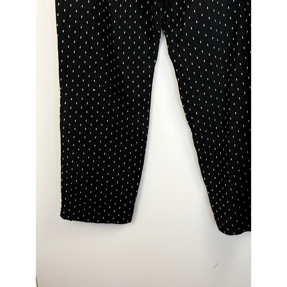 Talbots Trousers Women 16W Black White Dotted Straight Leg Elastic Waist Pants - Picture 5 of 10